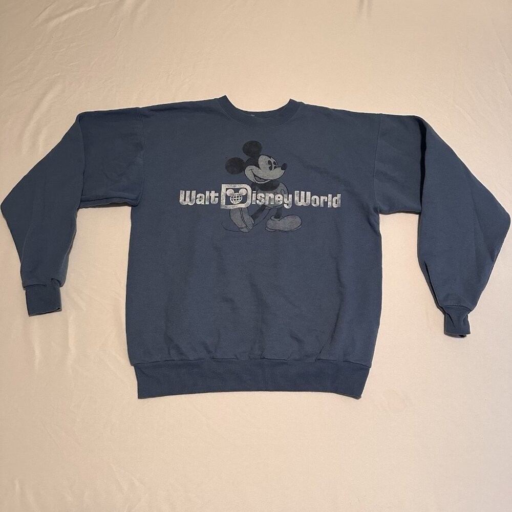 Walt Disney World Blue MICKEY MOUSE Classic Pullover Sweatshirt Size Medium